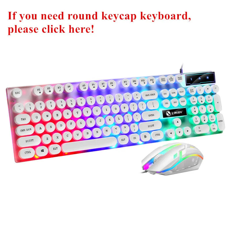 USB Wired Gaming Keyboard Mouse Set PC Rainbow Colorful LED Backlit  Gamer Gaming Mouse and Keyboard Combos Kit Home Office
