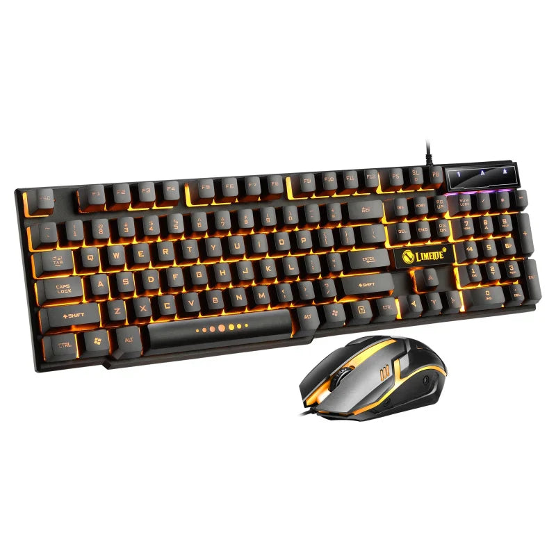 USB Wired Gaming Keyboard Mouse Set PC Rainbow Colorful LED Backlit  Gamer Gaming Mouse and Keyboard Combos Kit Home Office