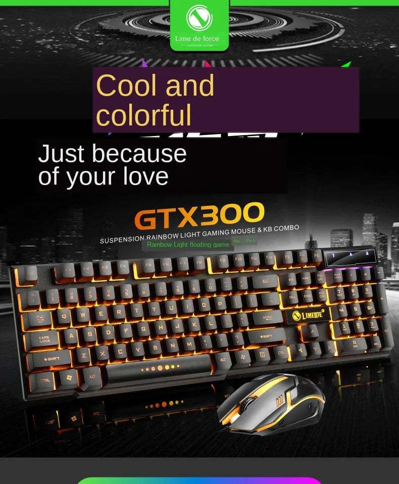 USB Wired Gaming Keyboard Mouse Set PC Rainbow Colorful LED Backlit  Gamer Gaming Mouse and Keyboard Combos Kit Home Office