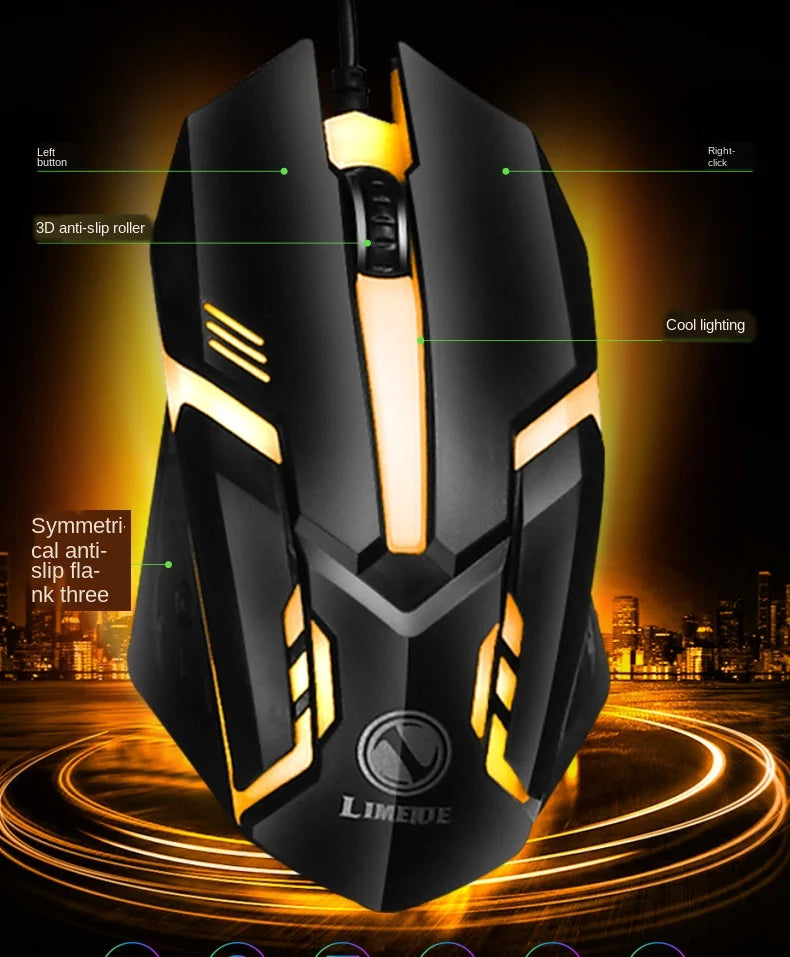 USB Wired Gaming Keyboard Mouse Set PC Rainbow Colorful LED Backlit  Gamer Gaming Mouse and Keyboard Combos Kit Home Office