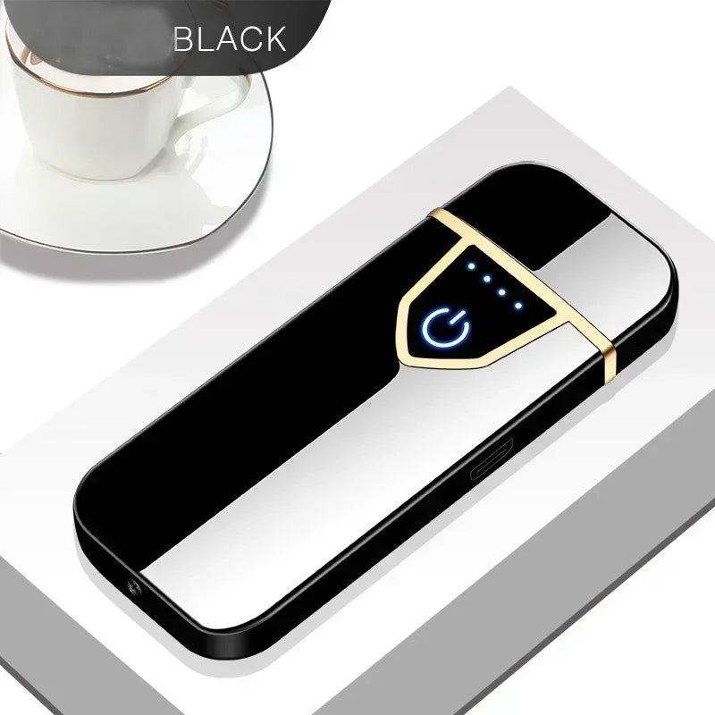 2025 Double-sided Fingerprint Touch Lighter Windproof Ignition Tool USB Electronic Charging Ultra-thin Heating Wire Outdoor