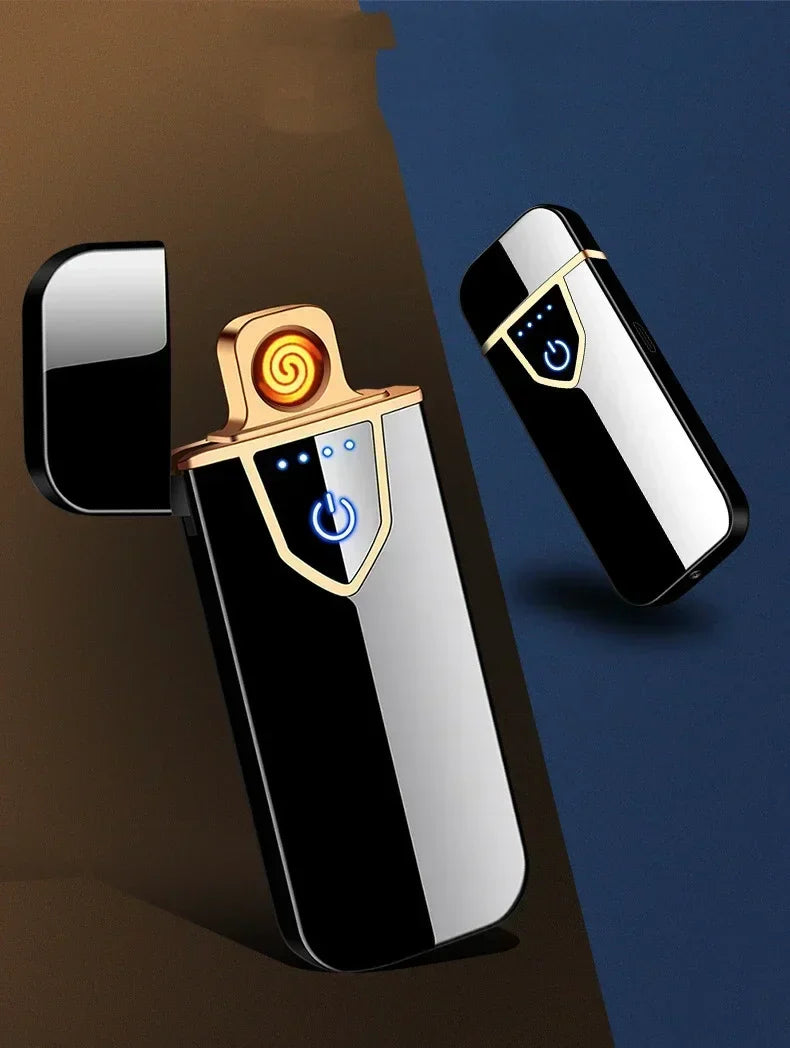 2025 Double-sided Fingerprint Touch Lighter Windproof Ignition Tool USB Electronic Charging Ultra-thin Heating Wire Outdoor