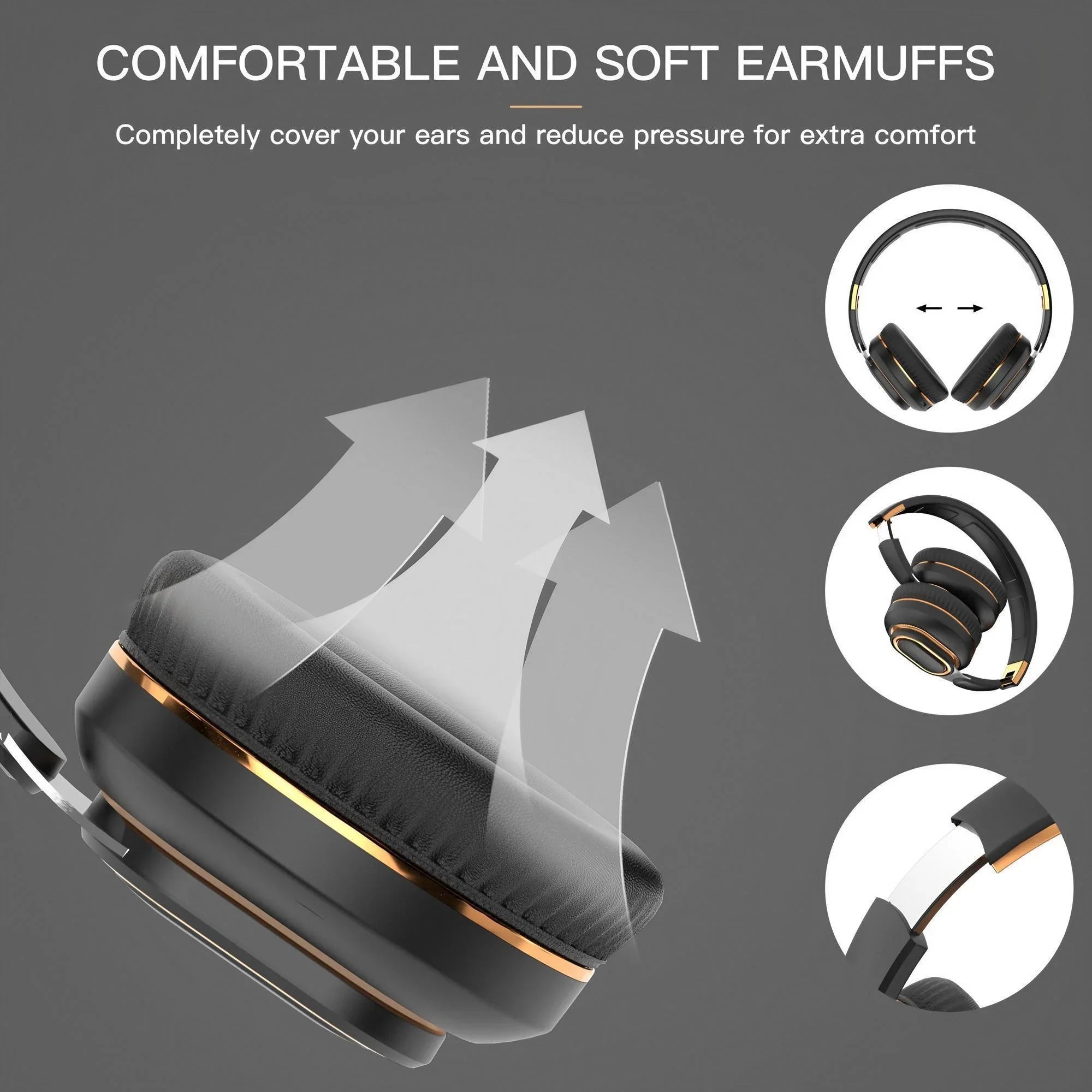 Wireless Headphones, HiFi Sound with Microphone, Gaming Headset for PC, Enjoy Music, Portable Wireless Audio