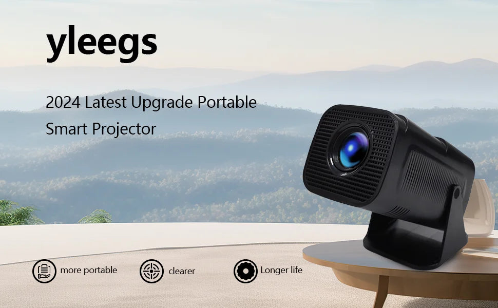 Mini Portable Projector 4K 1080P Full HD 5G WiFi 6 BT5.0 Automatic Horizontal Correction 180° Rotatable Outdoor Smart Projector