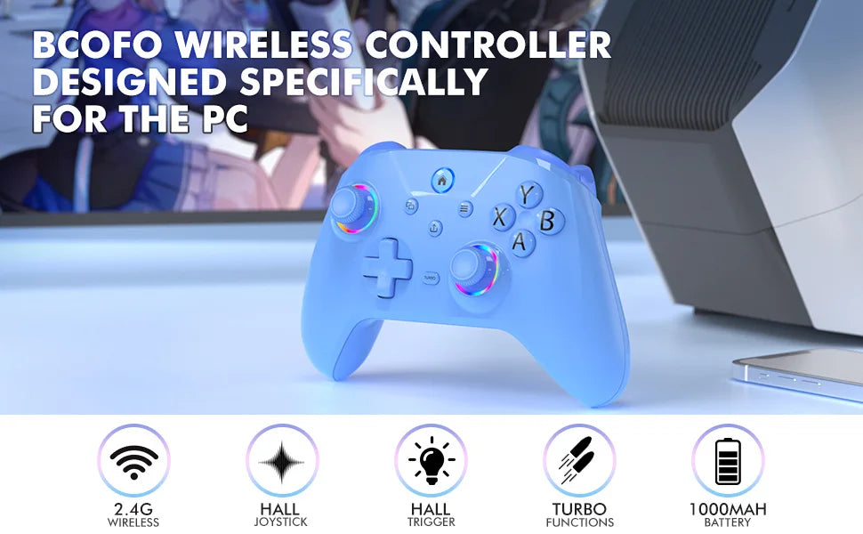 NE N5 Pro Wired Controller for PC Nintendo Switch Laptop Turbo Vibration LED Light 2.3m/7.5ft Cable 500Hz Gamepad RGB Joystick