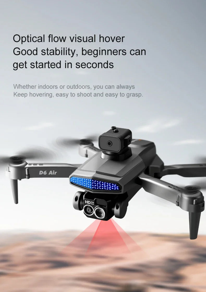 2024 New D6 Drone HD Professional High-Definition Dual Camera Five-Sided Obstacle Avoidance Light Flow ESC Quadcopter Toy