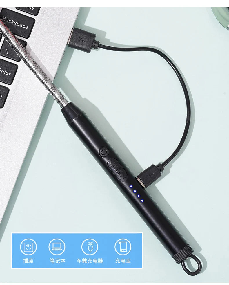 Creative Electric Solitary Electronic Pulse Ignition Household Kitchen Artifact Outdoor Windproof Long Range Charging Lighter Wh