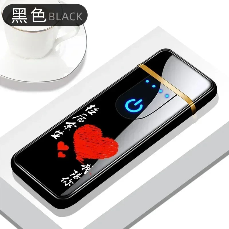 2025 Double-sided Fingerprint Touch Lighter Windproof Ignition Tool USB Electronic Charging Ultra-thin Heating Wire Outdoor