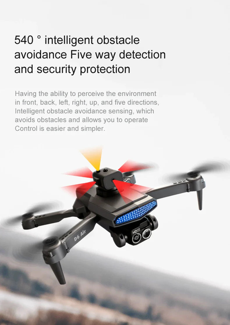 2024 New D6 Drone HD Professional High-Definition Dual Camera Five-Sided Obstacle Avoidance Light Flow ESC Quadcopter Toy
