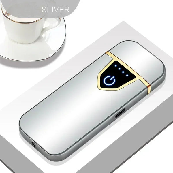 2025 Double-sided Fingerprint Touch Lighter Windproof Ignition Tool USB Electronic Charging Ultra-thin Heating Wire Outdoor