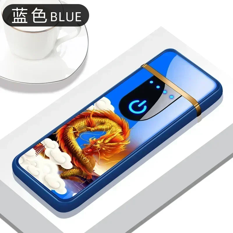 2025 Double-sided Fingerprint Touch Lighter Windproof Ignition Tool USB Electronic Charging Ultra-thin Heating Wire Outdoor