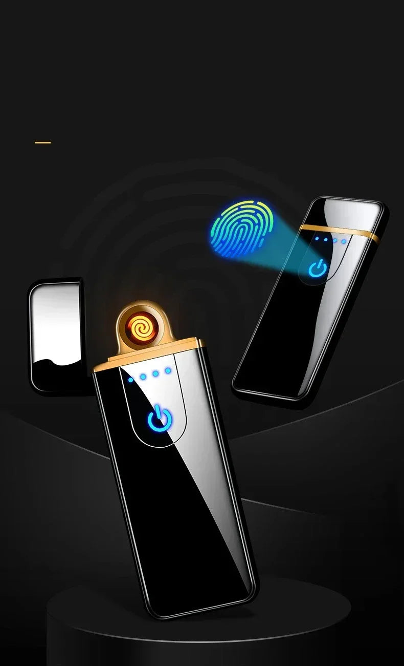 2025 Double-sided Fingerprint Touch Lighter Windproof Ignition Tool USB Electronic Charging Ultra-thin Heating Wire Outdoor