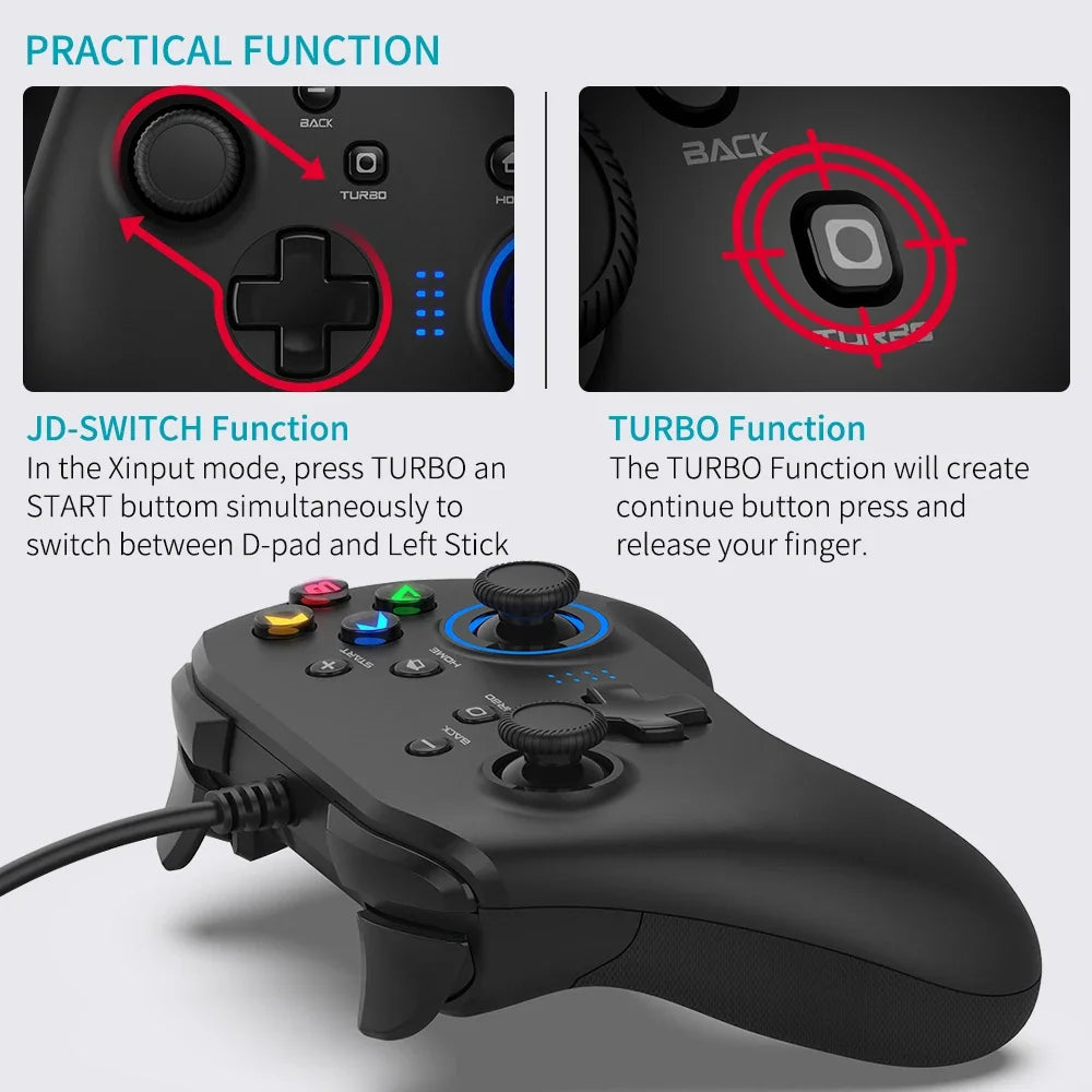 Wireless Gaming Controller Game Controller for PC Windows 7/8/10/11 PS3-5 Switch TV Box Dual-Vibration Joystick Gamepad