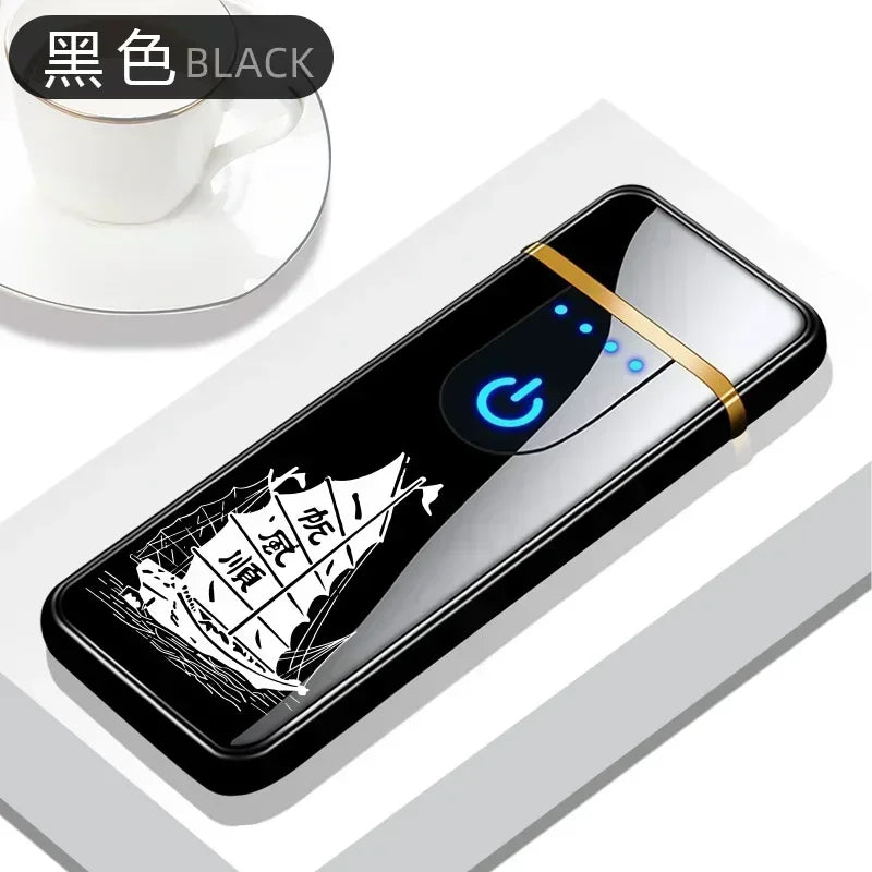 2025 Double-sided Fingerprint Touch Lighter Windproof Ignition Tool USB Electronic Charging Ultra-thin Heating Wire Outdoor