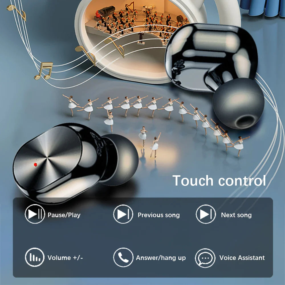 TWS Wireless Earphones Dazzle Cool Digital Display Headsets Sports Gaming Headphones HiFi HD Stereo Earbuds With LED flashlight