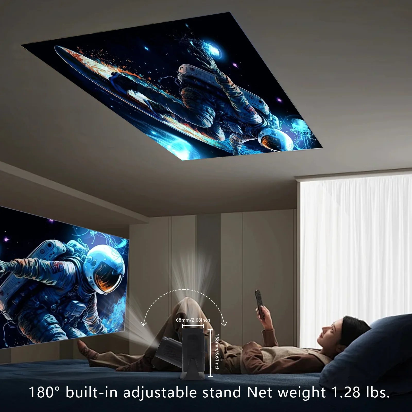 Mini Portable Projector 4K 1080P Full HD 5G WiFi 6 BT5.0 Automatic Horizontal Correction 180° Rotatable Outdoor Smart Projector