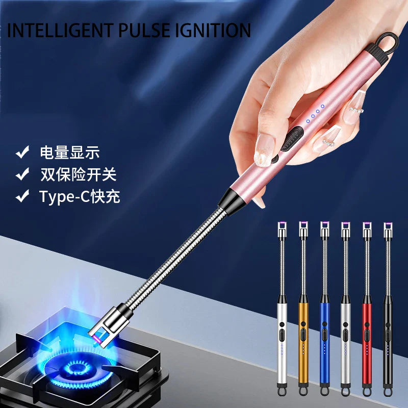 Creative Electric Solitary Electronic Pulse Ignition Household Kitchen Artifact Outdoor Windproof Long Range Charging Lighter Wh