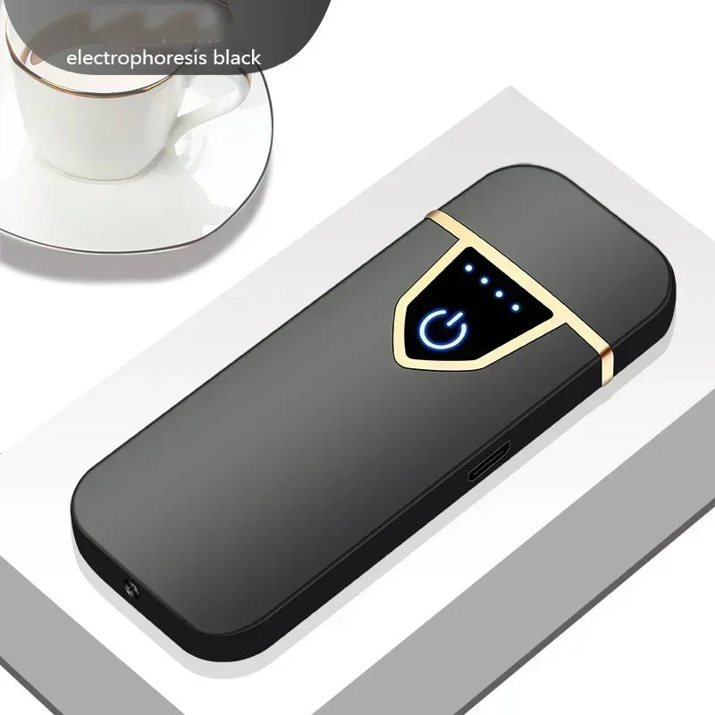 2025 Double-sided Fingerprint Touch Lighter Windproof Ignition Tool USB Electronic Charging Ultra-thin Heating Wire Outdoor