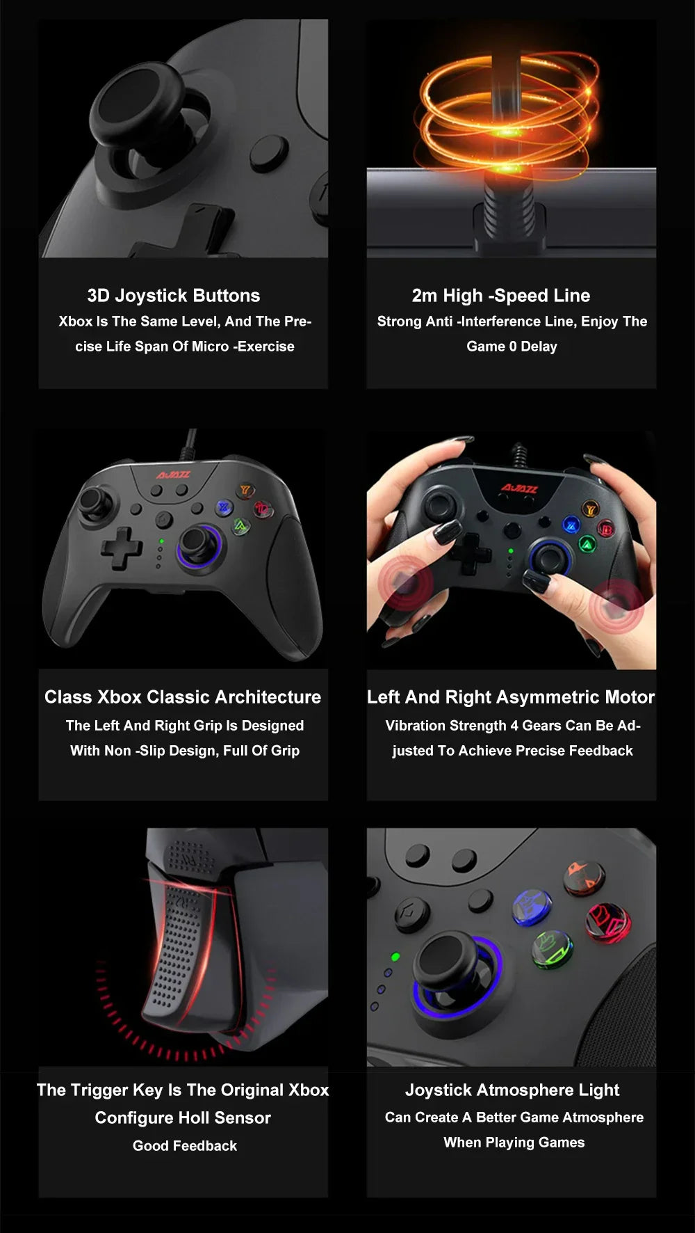 AJAZZ AG110 USB Wired Controller PC Cellphone Joypad Gamepad Console Wired ForGame Joystick