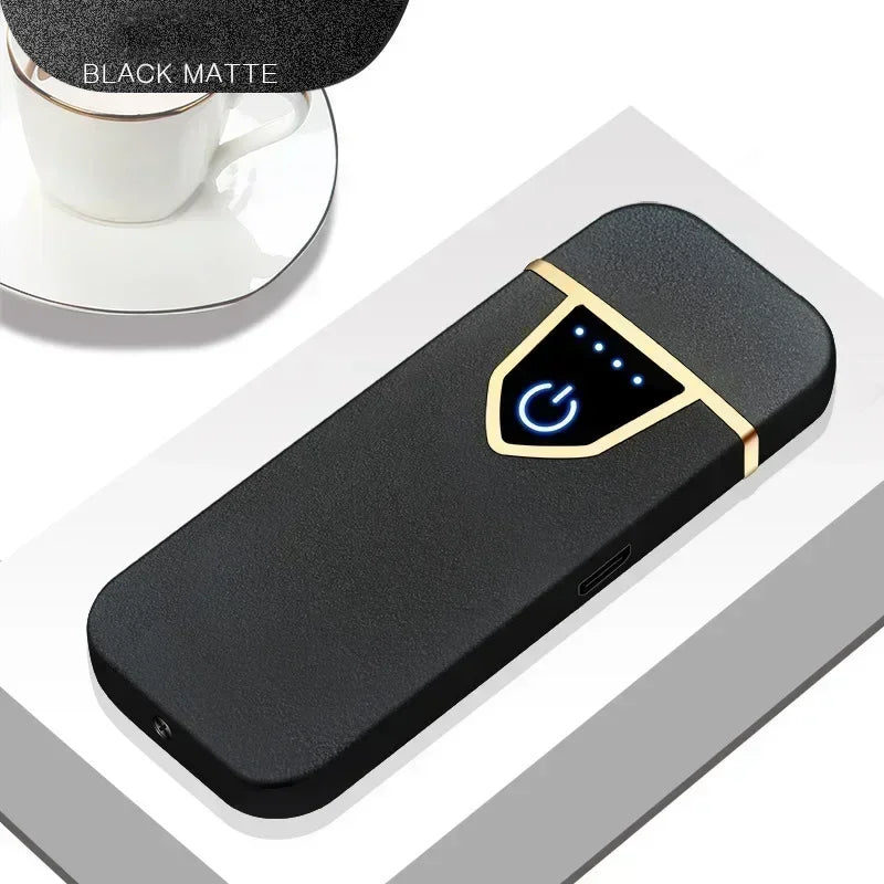 2025 Double-sided Fingerprint Touch Lighter Windproof Ignition Tool USB Electronic Charging Ultra-thin Heating Wire Outdoor