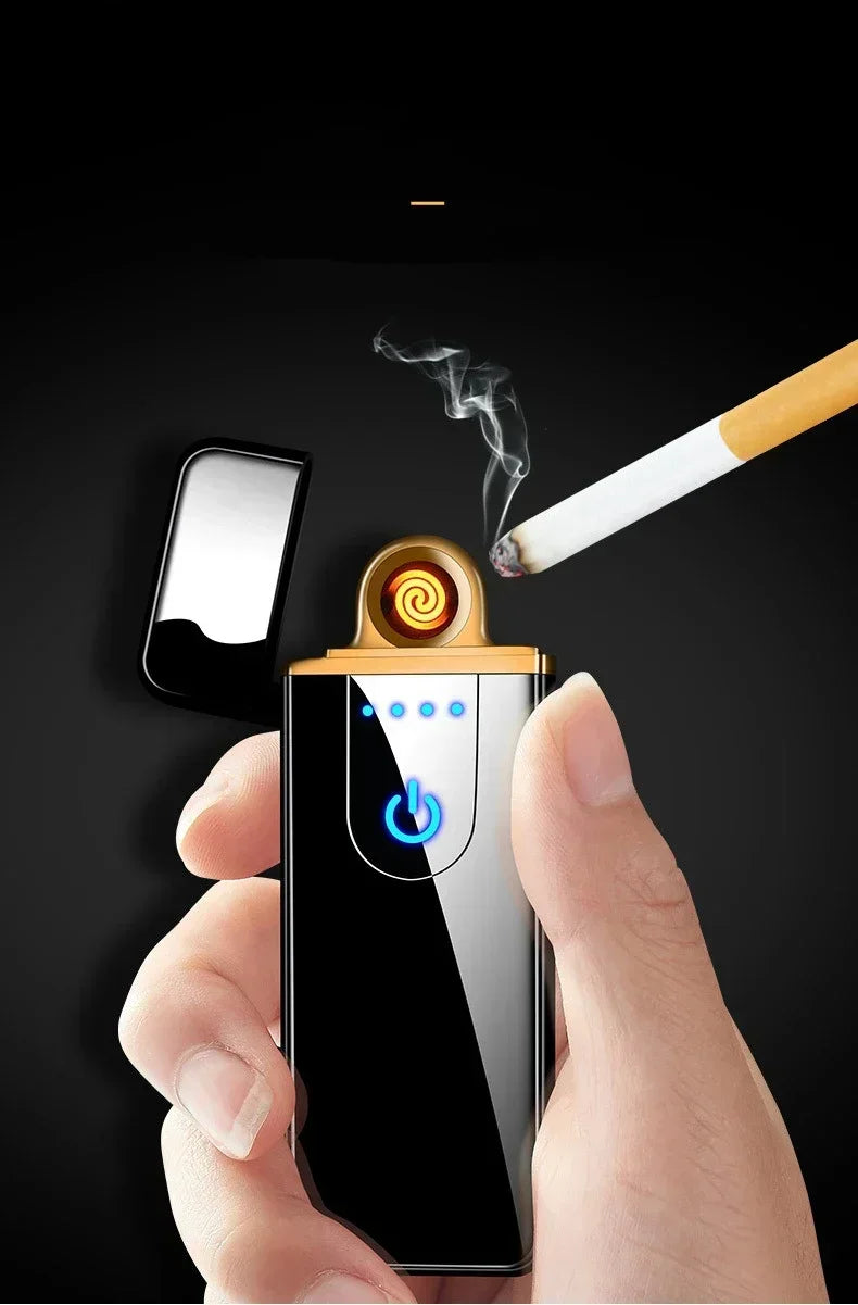 2025 Double-sided Fingerprint Touch Lighter Windproof Ignition Tool USB Electronic Charging Ultra-thin Heating Wire Outdoor