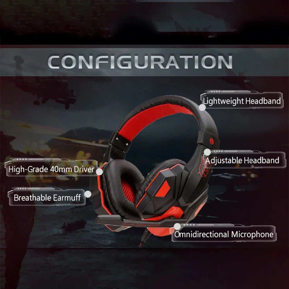 3.5mm Wired Gaming Headset PC Bass Stereo Gamer Headphones For PS4 Xbox One Switch Phone Laptop Earphone Helmet With Microphone