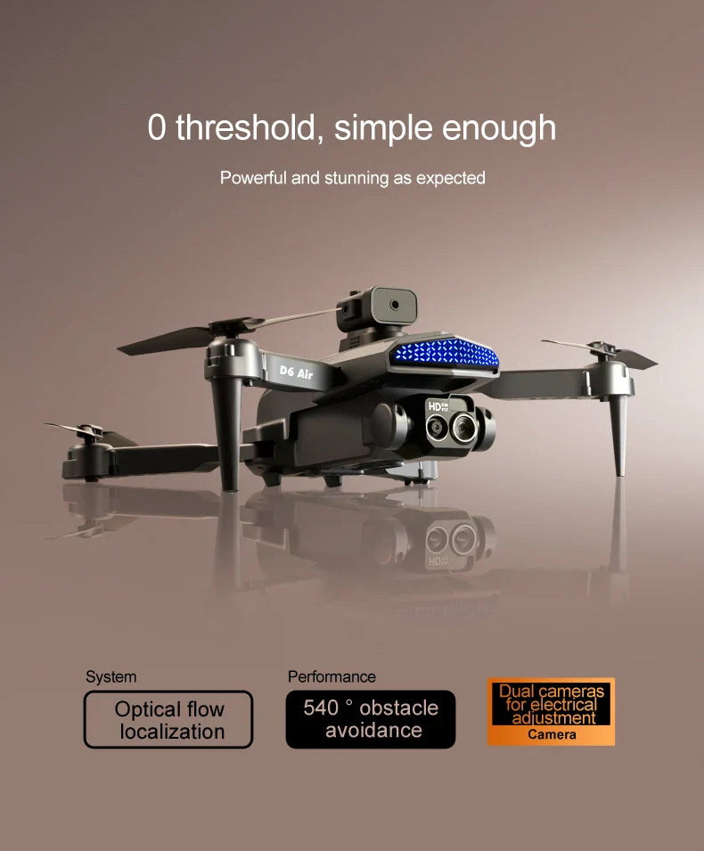2024 New D6 Drone HD Professional High-Definition Dual Camera Five-Sided Obstacle Avoidance Light Flow ESC Quadcopter Toy