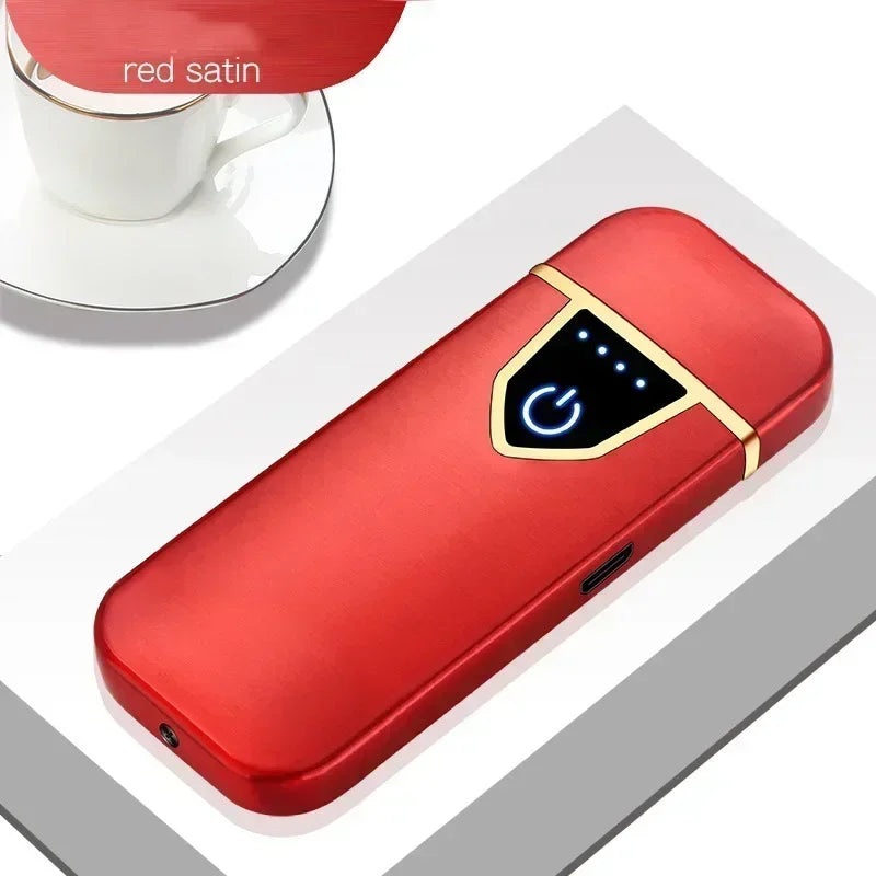 2025 Double-sided Fingerprint Touch Lighter Windproof Ignition Tool USB Electronic Charging Ultra-thin Heating Wire Outdoor
