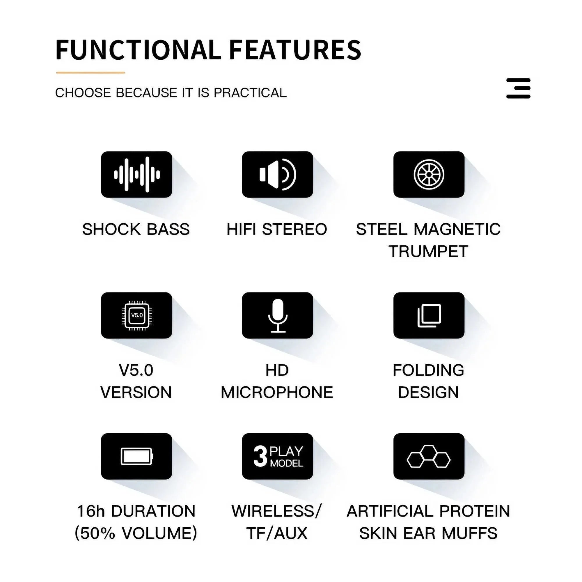 Wireless Headphones, HiFi Sound with Microphone, Gaming Headset for PC, Enjoy Music, Portable Wireless Audio