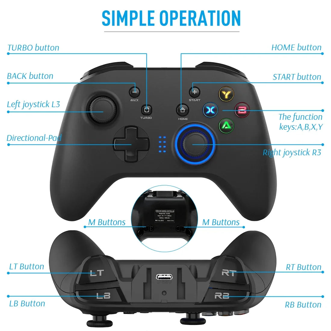 Wireless Gaming Controller Game Controller for PC Windows 7/8/10/11 PS3-5 Switch TV Box Dual-Vibration Joystick Gamepad
