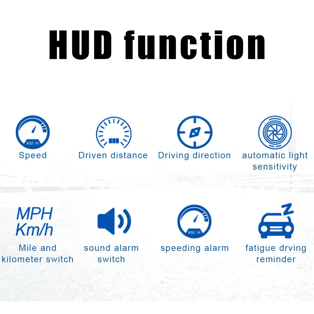 Car Head Up Display HUD Digital Gauges Outdoor off-road Guide Smart Gadgets GPS Overspeed Alarm Speedometer