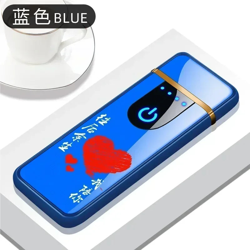 2025 Double-sided Fingerprint Touch Lighter Windproof Ignition Tool USB Electronic Charging Ultra-thin Heating Wire Outdoor