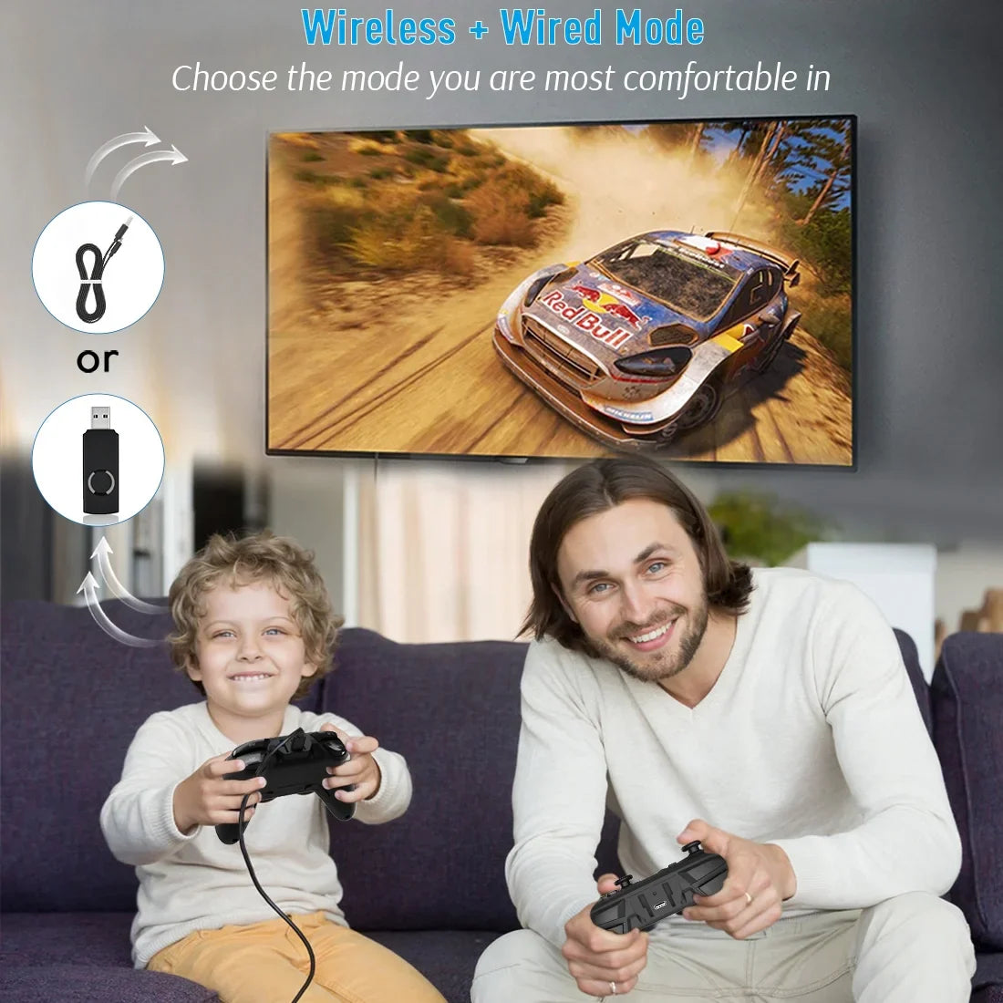 Wireless Gaming Controller Game Controller for PC Windows 7/8/10/11 PS3-5 Switch TV Box Dual-Vibration Joystick Gamepad