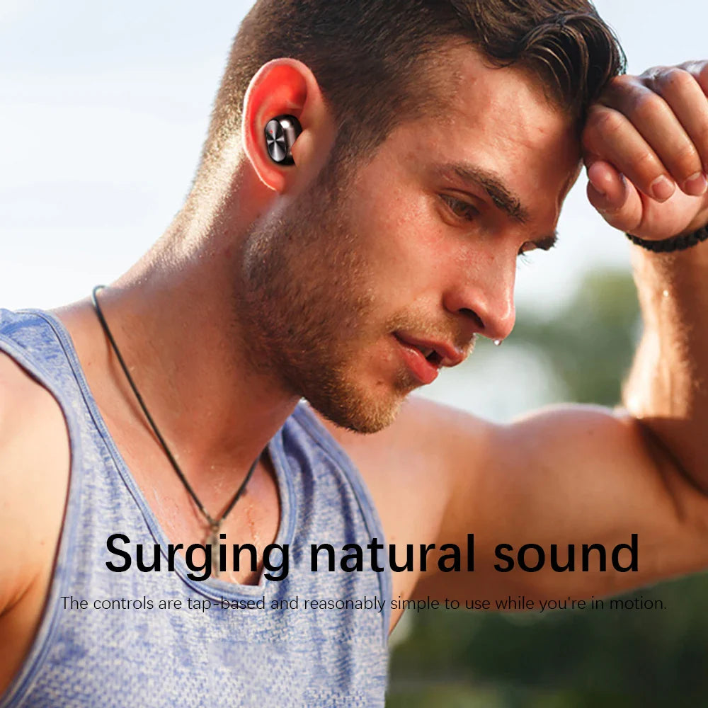 TWS Wireless Earphones Dazzle Cool Digital Display Headsets Sports Gaming Headphones HiFi HD Stereo Earbuds With LED flashlight