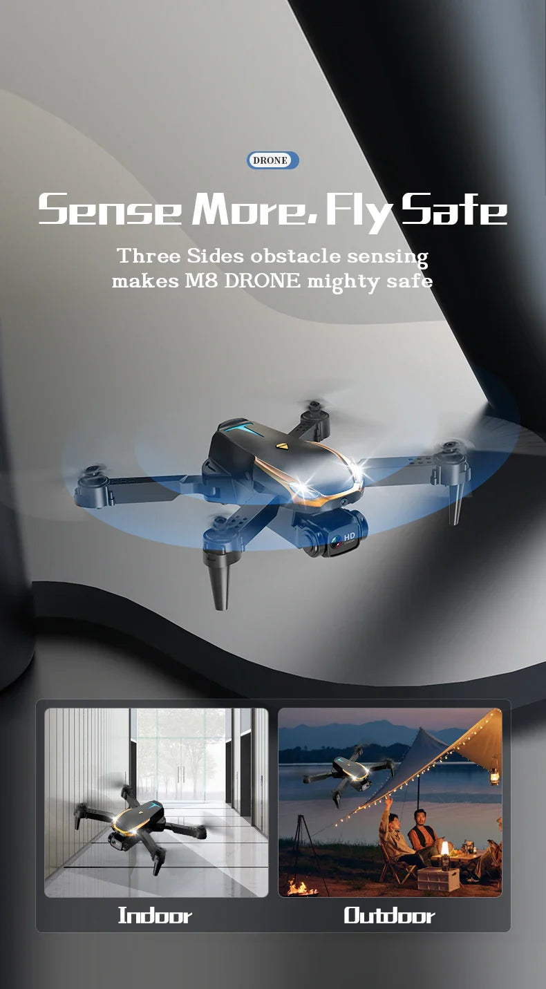 M8 Drone with 2 Batterys,Optical Flow Positioning Accurate Hover,Professional aerial photographydrone, Dual Camera Drone Toys