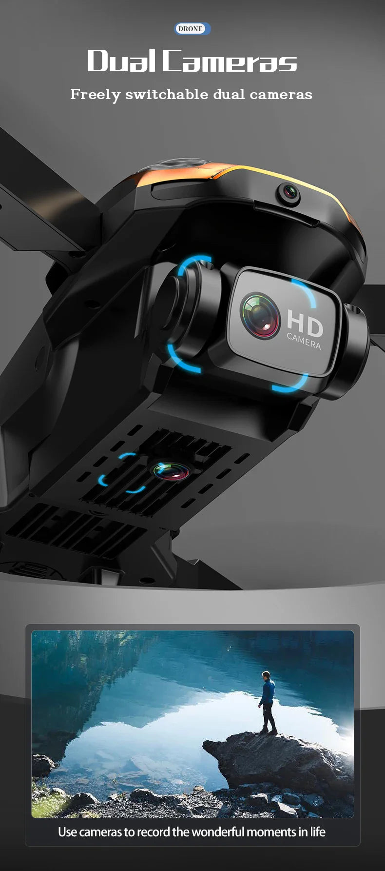 M8 Drone with 2 Batterys,Optical Flow Positioning Accurate Hover,Professional aerial photographydrone, Dual Camera Drone Toys