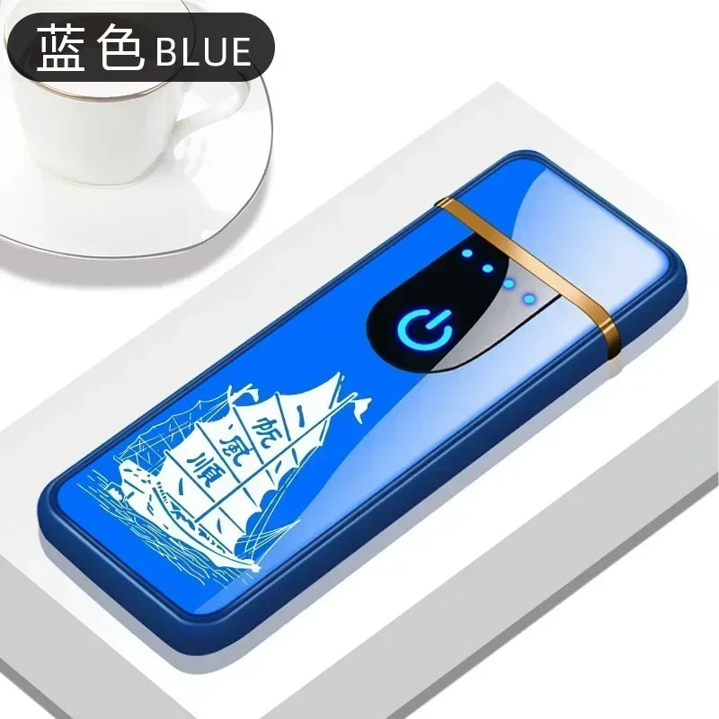 2025 Double-sided Fingerprint Touch Lighter Windproof Ignition Tool USB Electronic Charging Ultra-thin Heating Wire Outdoor