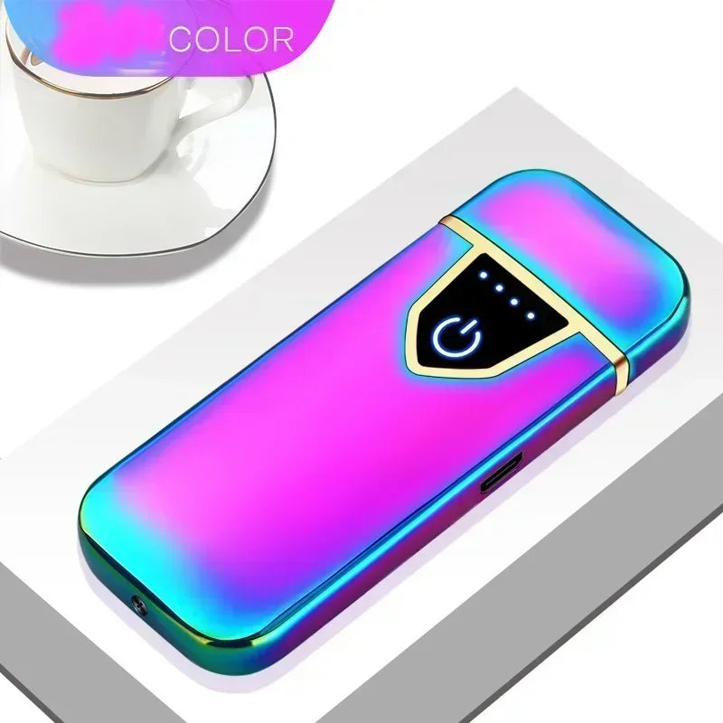 2025 Double-sided Fingerprint Touch Lighter Windproof Ignition Tool USB Electronic Charging Ultra-thin Heating Wire Outdoor