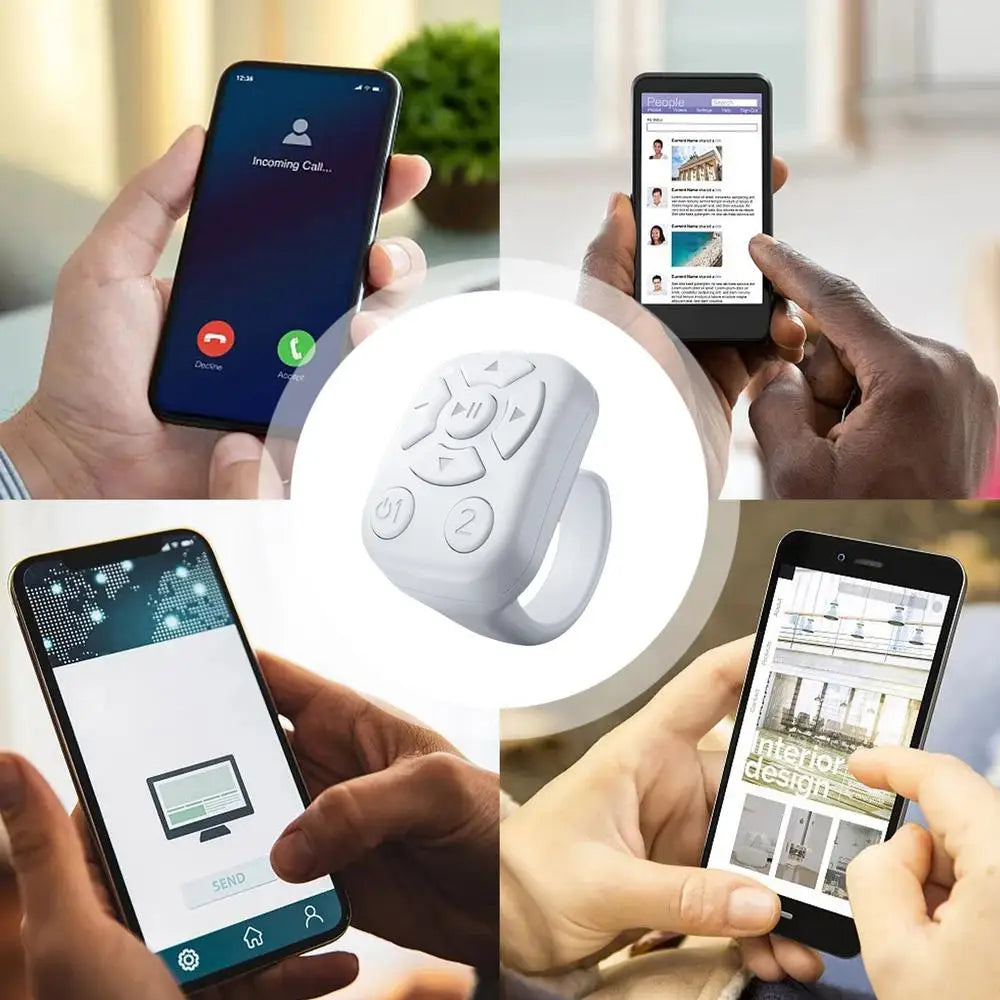 Scrolling Ring Presentation Clicker Camera Shutter Smart Ring Camera Video Recording Remote Wireless E-Reader Controller for