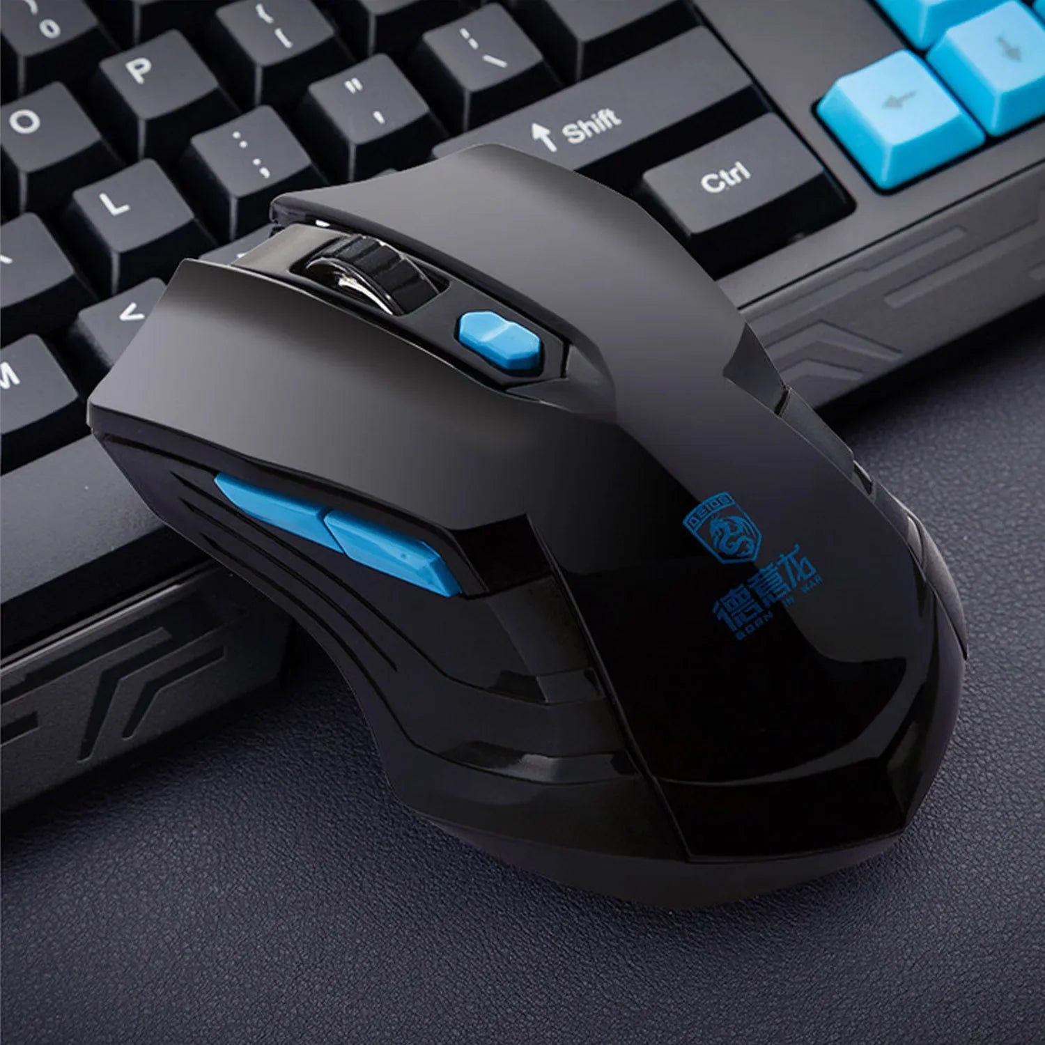 Gaming Keyboard Mouse Set Fashion 2.4G Wireless Computer Laptop PC Keypad Mice Kit for Home Office Study Gamer Black