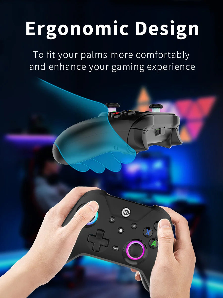 NE N5 Pro Wired Controller for PC Nintendo Switch Laptop Turbo Vibration LED Light 2.3m/7.5ft Cable 500Hz Gamepad RGB Joystick