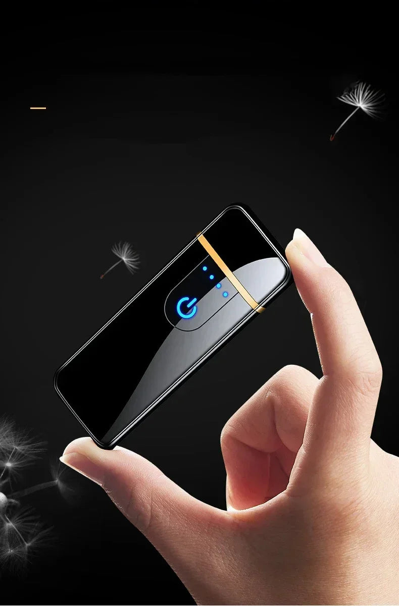 2025 Double-sided Fingerprint Touch Lighter Windproof Ignition Tool USB Electronic Charging Ultra-thin Heating Wire Outdoor