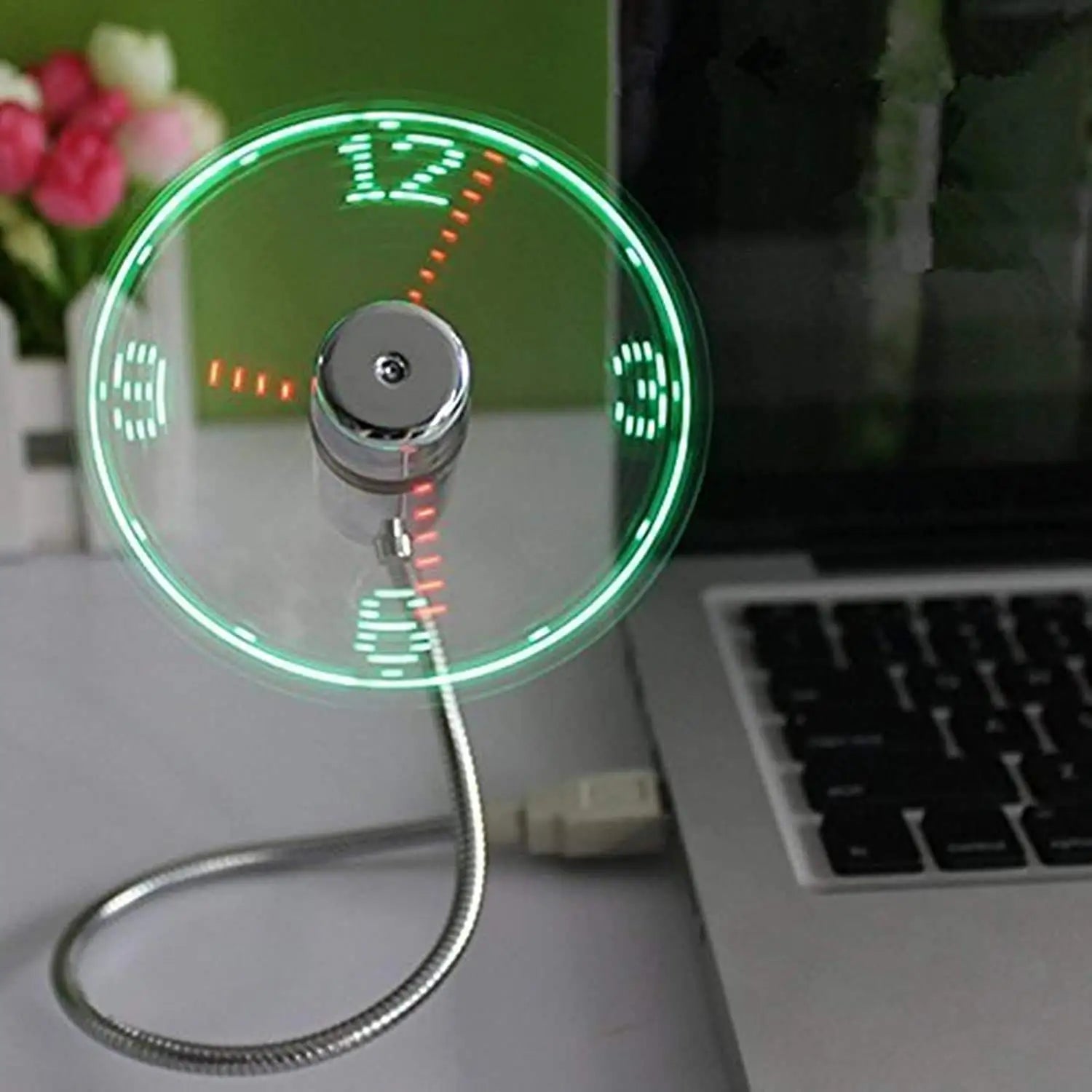 USB Clock Fan with Real Time Clock & Temperature Display Function Christmas Gift Night light USB Gadgets for Laptop PC
