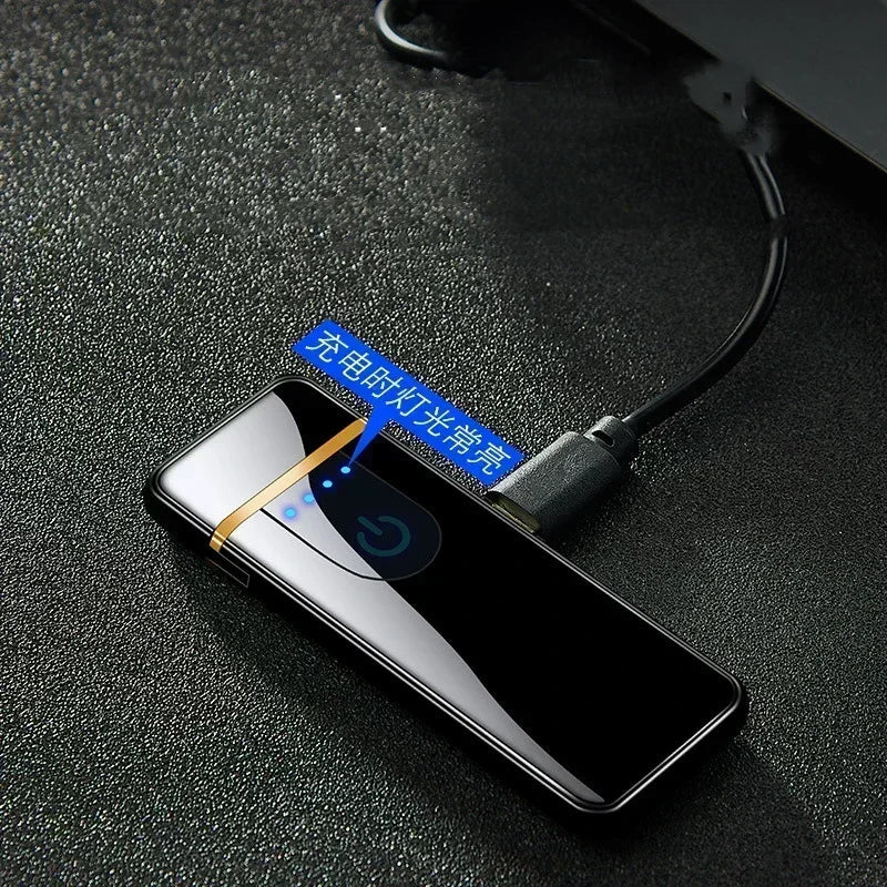 2025 Double-sided Fingerprint Touch Lighter Windproof Ignition Tool USB Electronic Charging Ultra-thin Heating Wire Outdoor