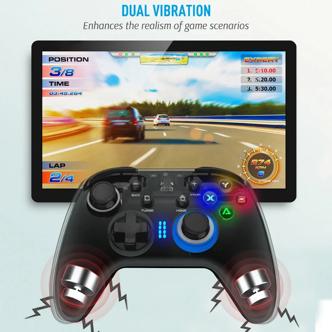 Wireless Gaming Controller Game Controller for PC Windows 7/8/10/11 PS3-5 Switch TV Box Dual-Vibration Joystick Gamepad