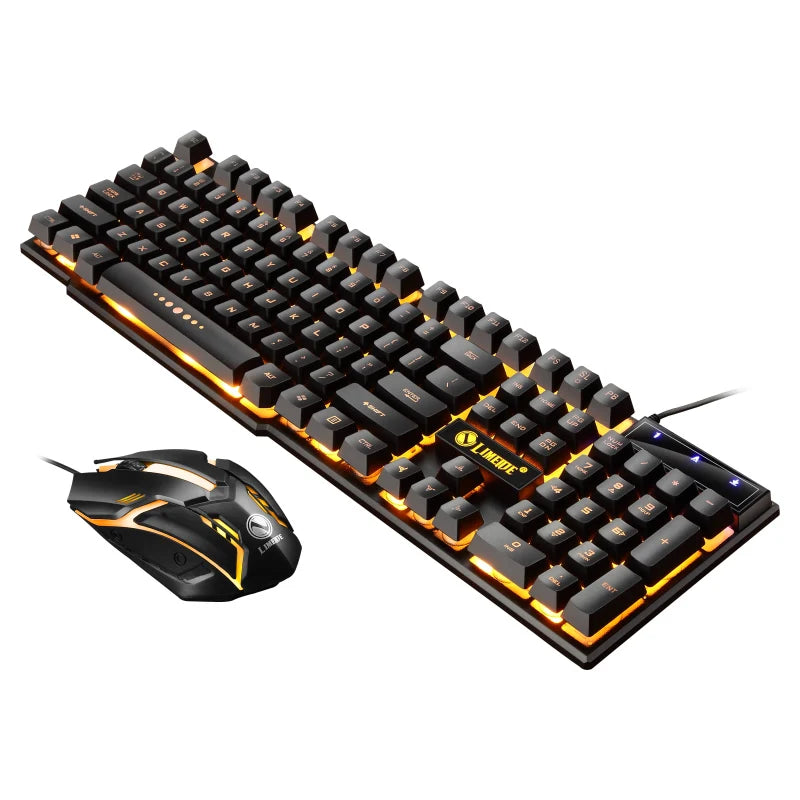 USB Wired Gaming Keyboard Mouse Set PC Rainbow Colorful LED Backlit  Gamer Gaming Mouse and Keyboard Combos Kit Home Office
