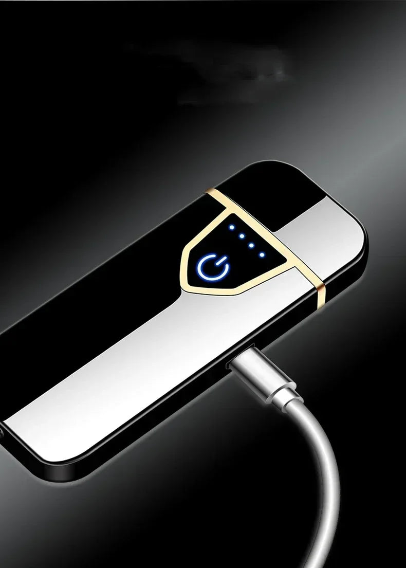 2025 Double-sided Fingerprint Touch Lighter Windproof Ignition Tool USB Electronic Charging Ultra-thin Heating Wire Outdoor