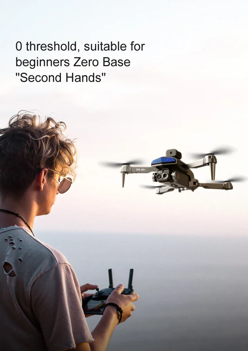 2024 New D6 Drone HD Professional High-Definition Dual Camera Five-Sided Obstacle Avoidance Light Flow ESC Quadcopter Toy