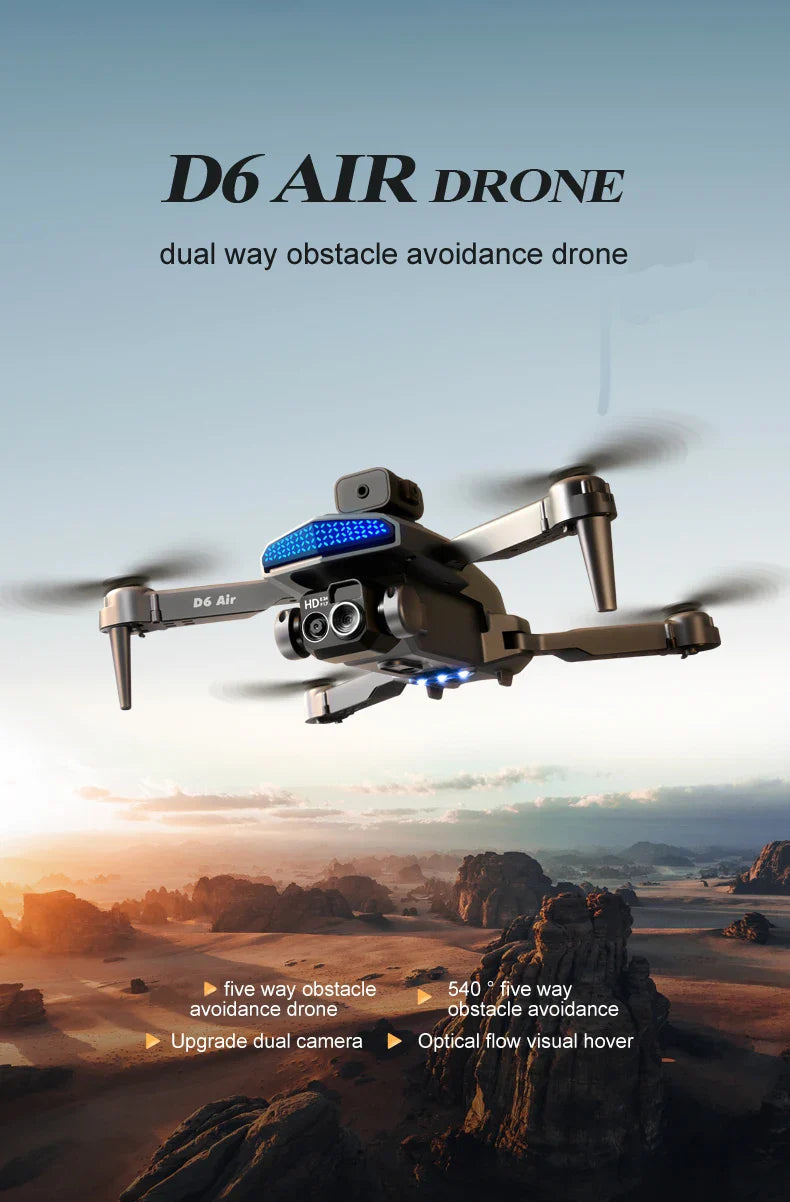 2024 New D6 Drone HD Professional High-Definition Dual Camera Five-Sided Obstacle Avoidance Light Flow ESC Quadcopter Toy