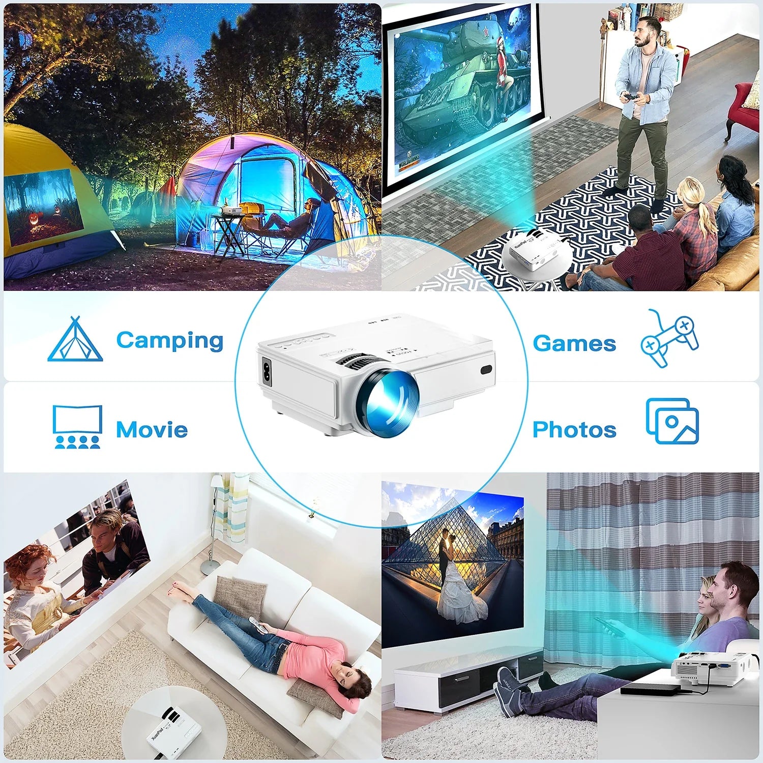 Auking mini projector 1080P full HD proyector 4k LCD home theater projector short throw projector 4k